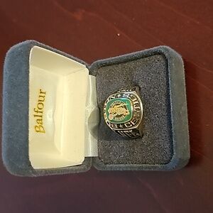 Boston Celtics ring, gold colored and green, looks like inside dimension is 7/8"